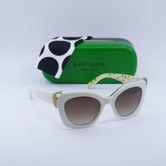 Final Price! Kate Spade MARIGOLD/S 0SZJ HA Ivory/Brown Sunglasses - Picture 3 of 8